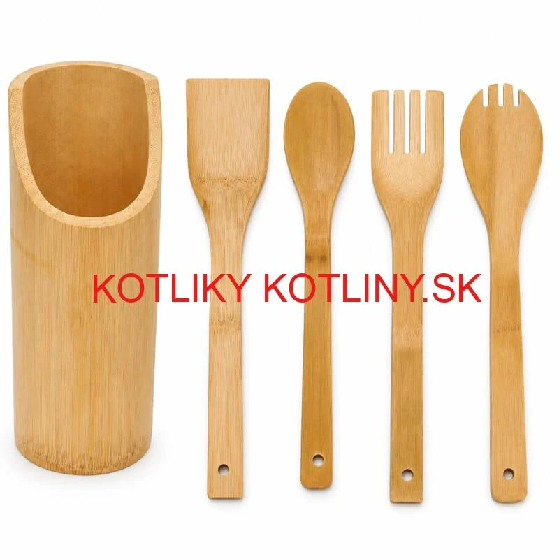 Drevená kuchynská súprava so stojanom – 5 dielov