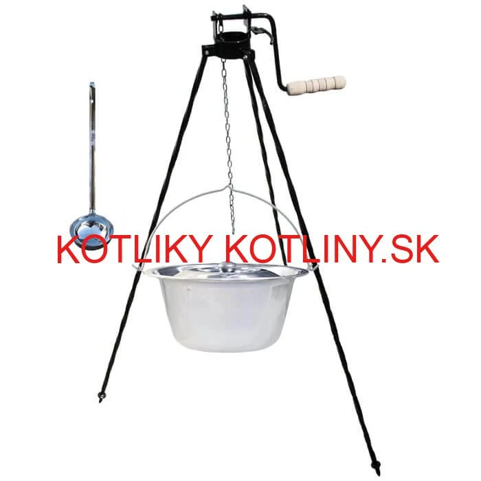 Antikorový kotlík 10 L + pokrievka + stojan s kladkou VAR