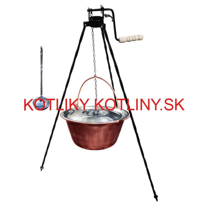 Medený kotlík 10 L (1,2 mm) + pokrievka + stojan s kladkou VAR