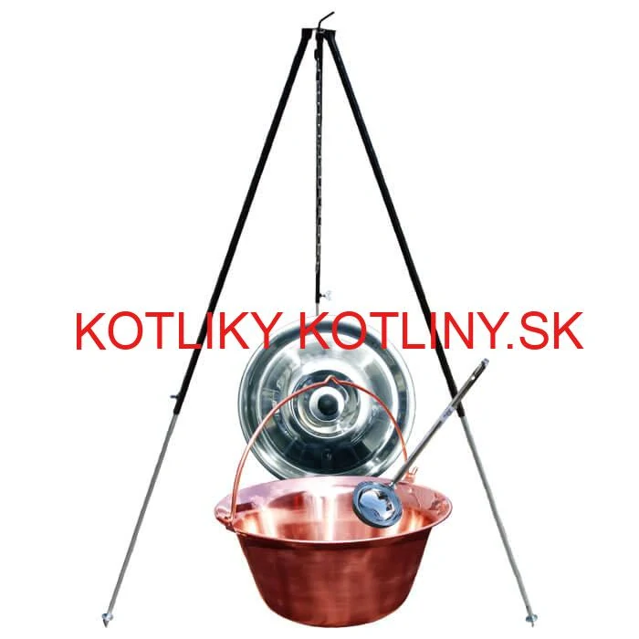 Medený kotlík 30 L (1,2 mm) + pokrievka + klasická teleskopická trojnožka