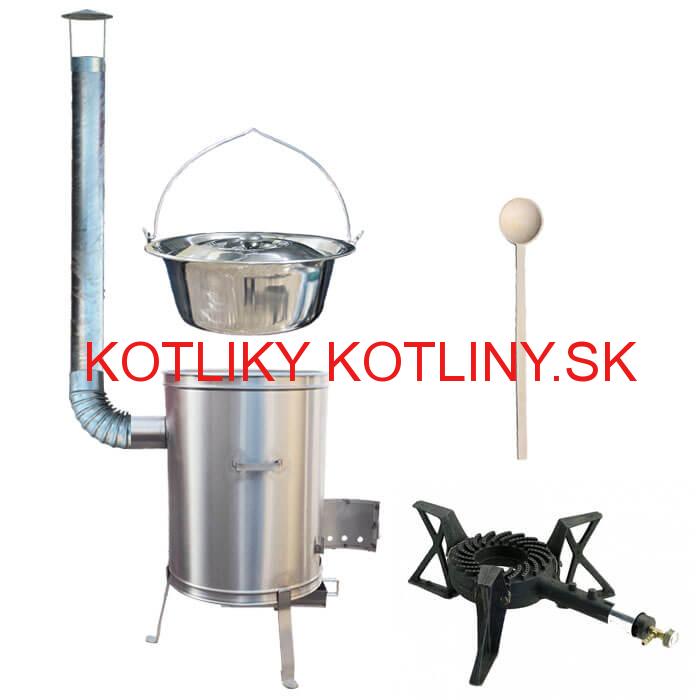 Nerezový kotlíkový set 42 LUX + antikorový kotlík 20 L (1,2 mm) + horák KEMPER