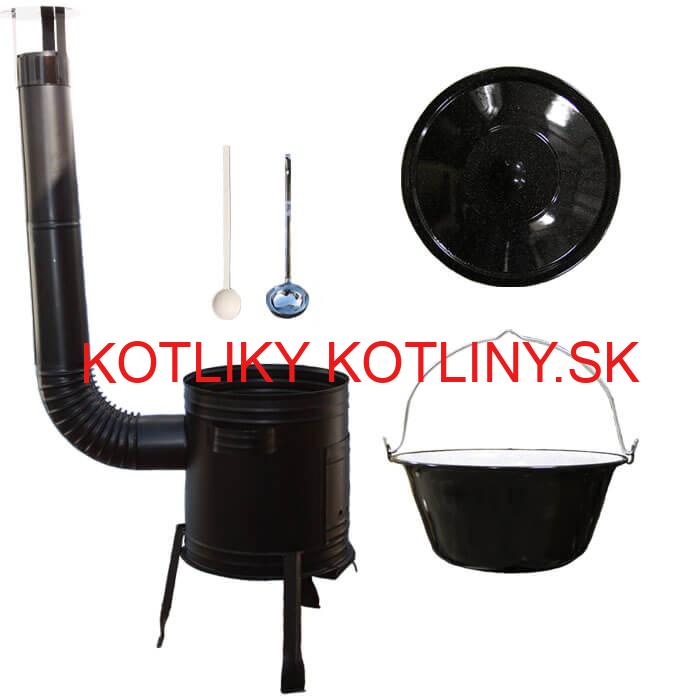 Smaltovaný kotlík 20 L (1,2 mm) + kovová kotlina 42 CLASSIC (KOV) + vareška a naberačka Easy party
