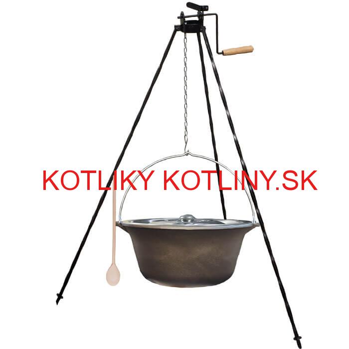 Liatinový kotlík 22 L + stojan s kladkou VAR