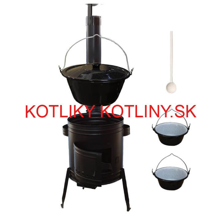 Smaltovaný kotlík 16 L (1,2 mm) + kovová kotlina 39 CLASSIC (KOV) + 2 smaltované servírovacie kotlíky 0,8 L