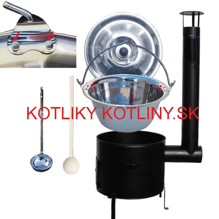 Nerezový kotlíkový set 45 cm + zosilnený nerezový kotlík 30 L