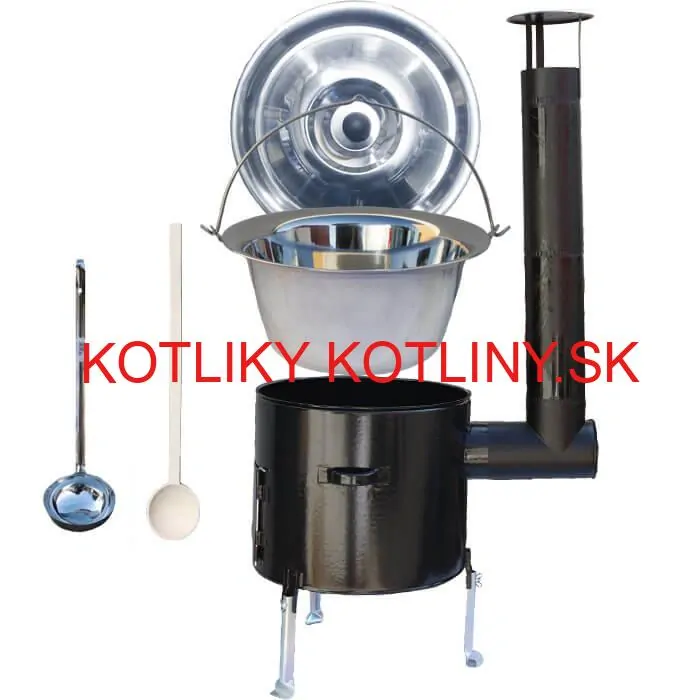 Antikorový kotlík 20 L (0,8 mm) + smaltovaná kotlina 42 cm + vareška a naberačka Easy party