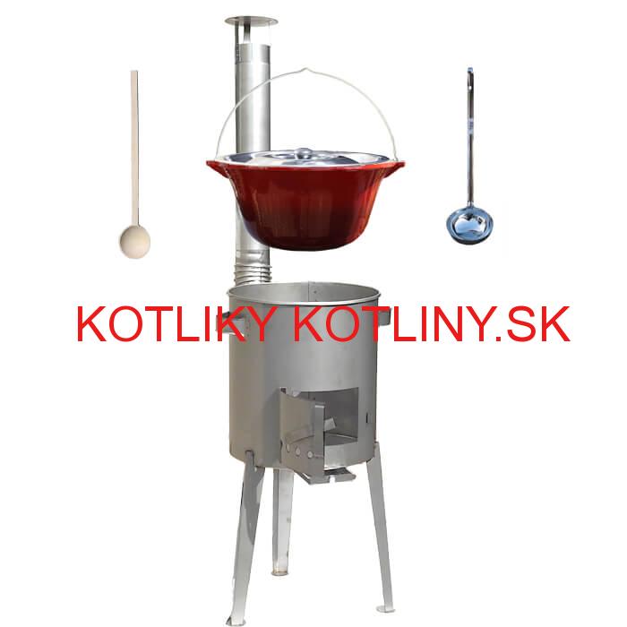 Liatinový kotlík 16 L + nerezová kotlina a naberačka LUXUS