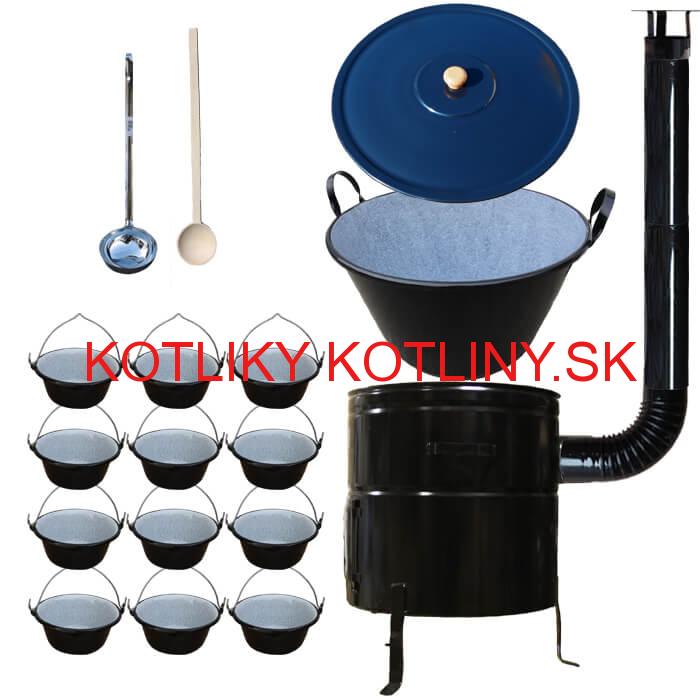 Smaltovaný kotol 70 L + servírovacie kotlíky (12 ks) BIG PARTY