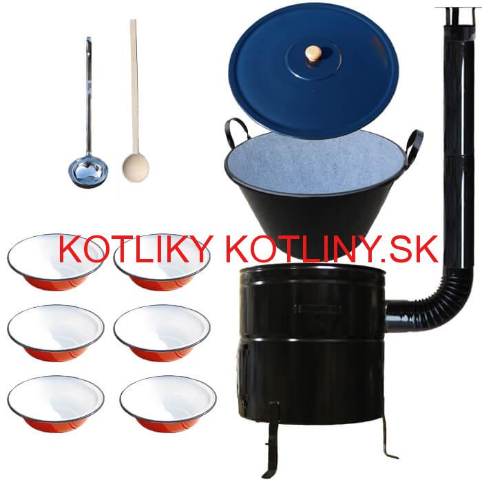 Smaltovaný kotol 50 L + smaltované taniere 6 ks BIG PARTY