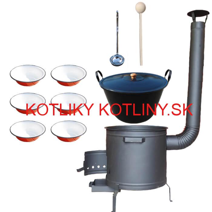 Smaltovaný kotol 50 L + smaltované taniere 6 ks PLUS 600