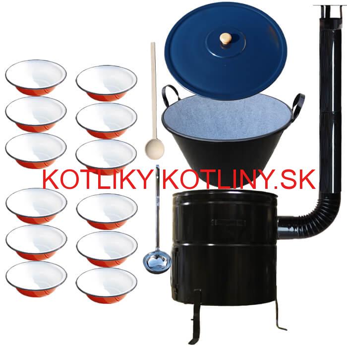 Smaltovaný kotol 80 L + smaltované taniere 12 ks BIG PARTY