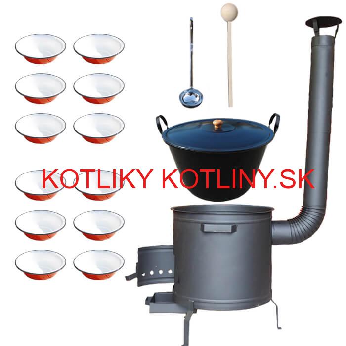 Smaltovaný kotol 80 L + smaltované taniere 12 ks PLUS 600