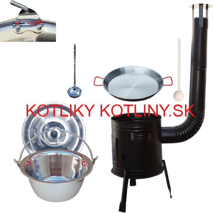 Paella oceľová panvica 46 cm s nerezovým kotlíkom 20 L (0,8 mm) a kotlinou