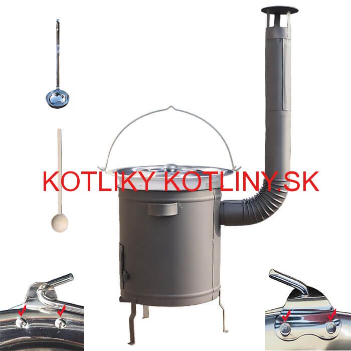 Nerezový kotlík 30 L (0,8 mm) zosilnený s nitmi + hrubostenná (1,5 mm) a žiaruvzdorná kotlina 45 PLUS 600