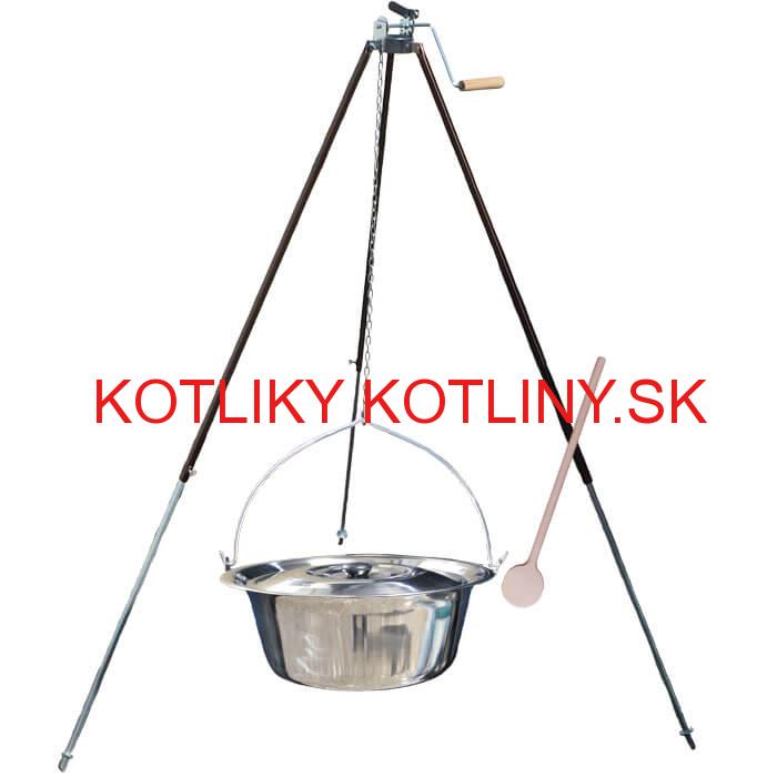 Antikorový kotlík 20 L (1,2 mm) + teleskopická trojnožka s poistnou kladkou + pokrievka