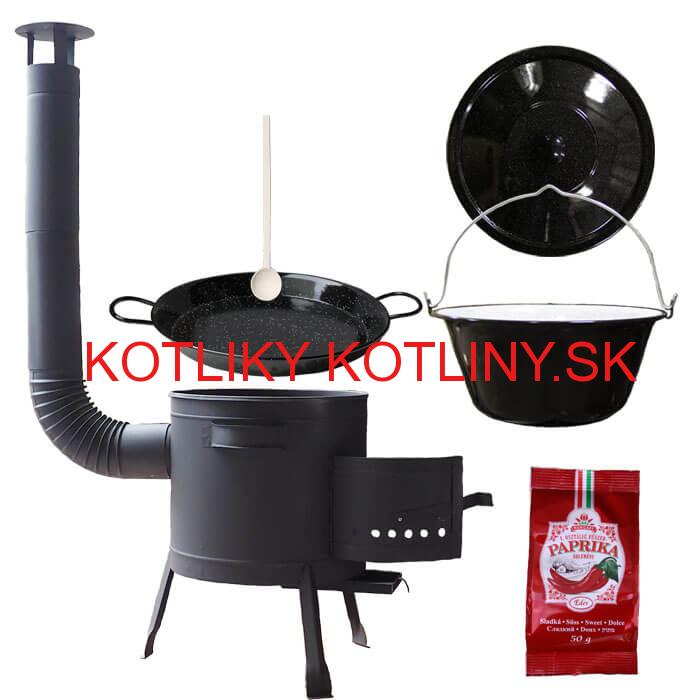 Smaltovaný kotlík 13 L + Paella smaltovaná panvica + nízka žiaruvzdorná kotlina 36 cm PLUS 600