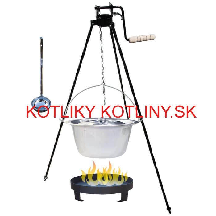 Antikorový kotlík 20 L (0,8 mm) s nitmi + stojan s kladkou VAR