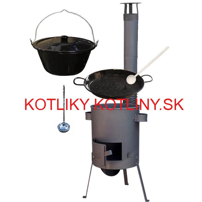 Smaltovaný kotlík 20 L + Paella smaltovaná panvica 46 cm + žiaruvzdorná kotlina 42 PLUS 600 4 MM