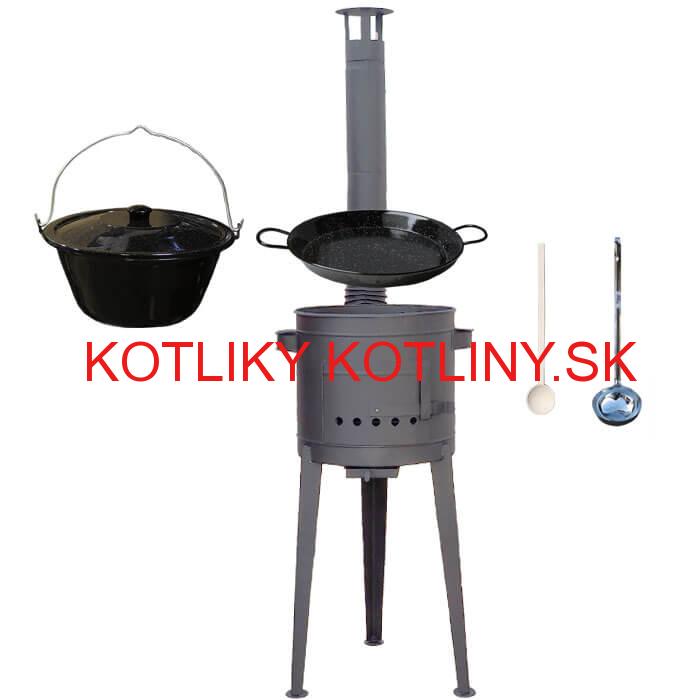 Smaltovaný kotlík 20 L (1,2 mm) + Paella smaltovaná panvica 46 cm + žiaruvzdorná vysoká kotlina 42 PLUS 600
