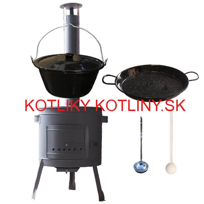Smaltovaný kotlík 16 L + Paella smaltovaná panvica 42 cm + žiaruvzdorná nízka kotlina 39 PLUS 600