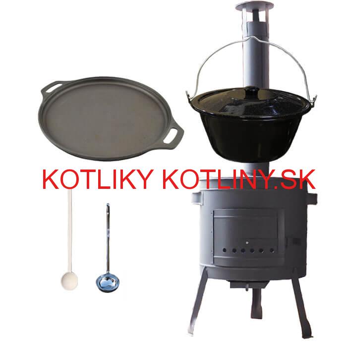 Smaltovaný kotlík 20 L (1,2 mm) + Liatinová panvica 43 cm + žiaruvzdorná kotlina 42 PLUS 600