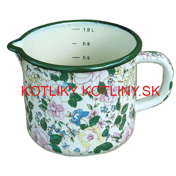 Smaltovaný hrnček s výlevkou 1 L DECOR
