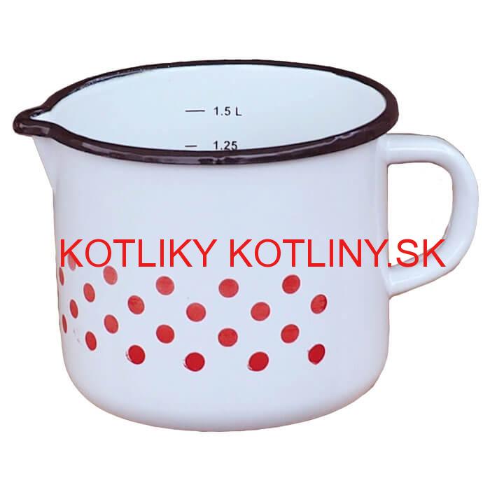 Smaltovaný hrnček s výlevkou 1,5 L - bodkovaný