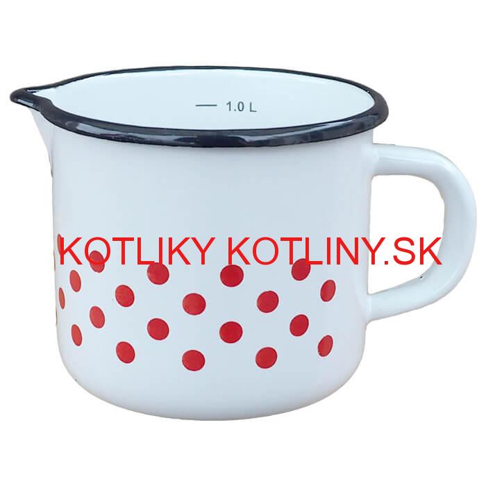 Smaltovaný hrnček s výlevkou 1 L - bodkovaný
