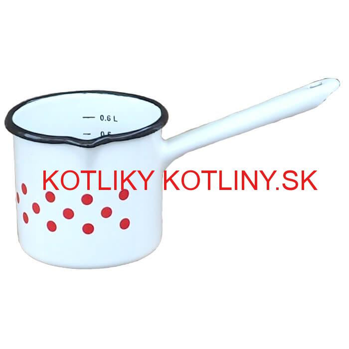 Smaltovaný hrnček s rúčkou 0,6 L - bodkovaný
