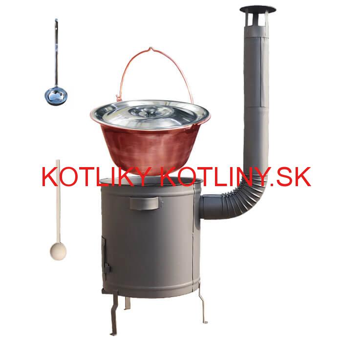 Medený kotlik 14 L (1,2 mm) + hrubostenná (1,5 mm) žiaruvzdorná kotlina 36 PLUS 600