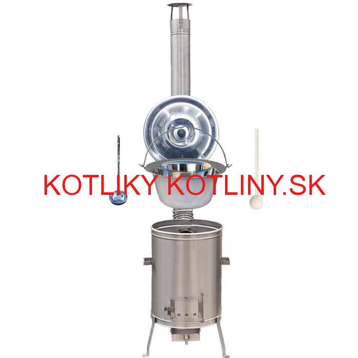 Nerezový kotlík 30 L (0,8 mm) zosilnený s nitmi + nerezová kotlina 45 cm LUX + vareška a naberačka