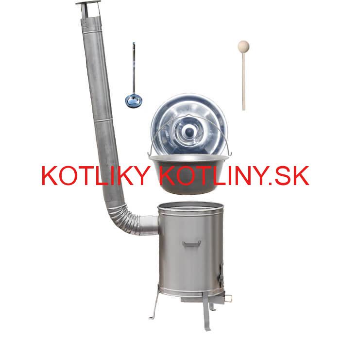 Nerezový kotlík 30 L (1,5 mm) + nerezová kotlina 45 cm LUX + vareška a naberačka