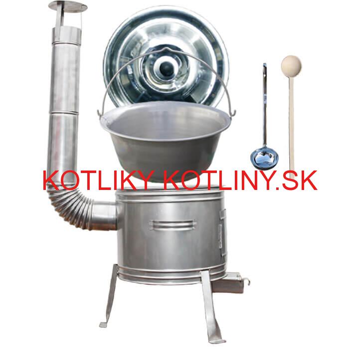 Nerezový kotlík 30 L (1,5 mm) + nerezová kotlina 42 cm TOPLUX + vareška a naberačka
