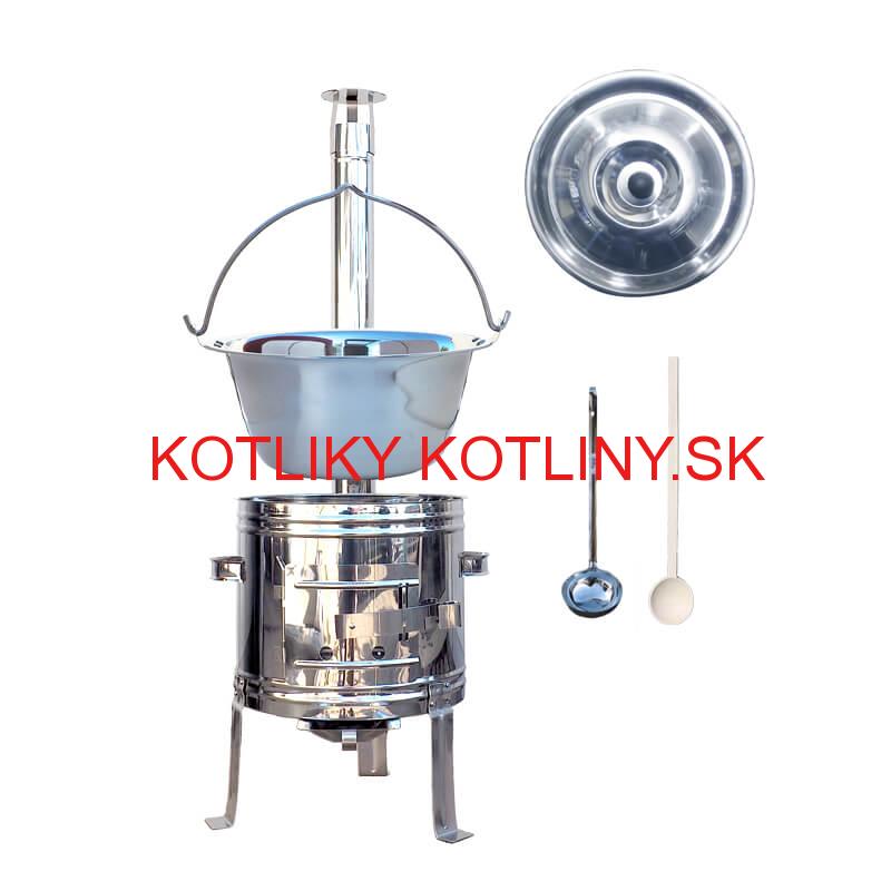 Nerezový kotlík 15 L (0,8 mm) zosilnený s nitmi + nerezová kotlina 36 cm TOP INOX