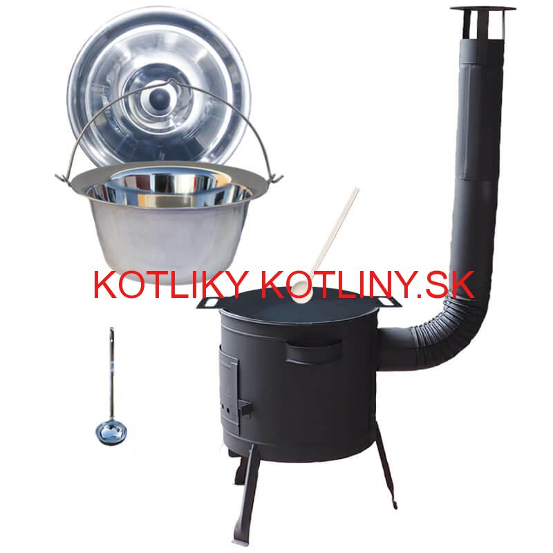 Nerezový kotlík 14 L (0,8 mm) INOX + železná panvica 38 cm UNI + kotlina 36 cm PLUS 600