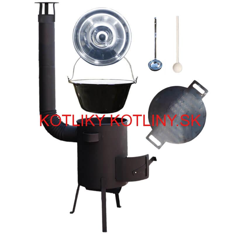 Smaltovaný kotlík 13 L + železná panvica 38 cm UNI + žiaruvzdorná kotlina 36 PLUS 600 4 MM
