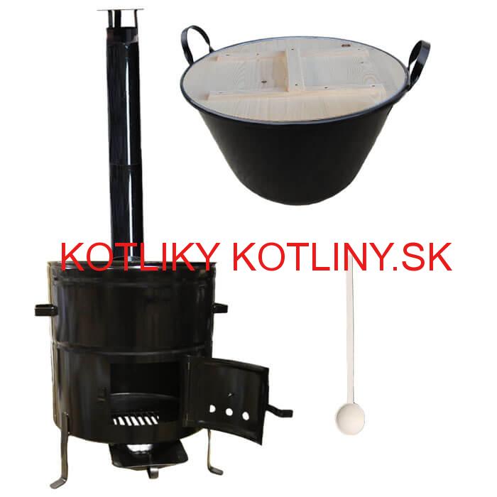 Smaltovaný kotol 100 L na zabíjačku s kovovou kotlinou 60 cm CLASSIC + vareška