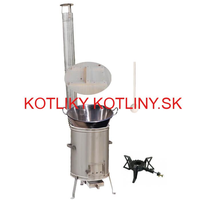 Zabíjačkový nerezový kotol 100 L + nerezová kotlina 60 cm + horák 7 kW + vareška