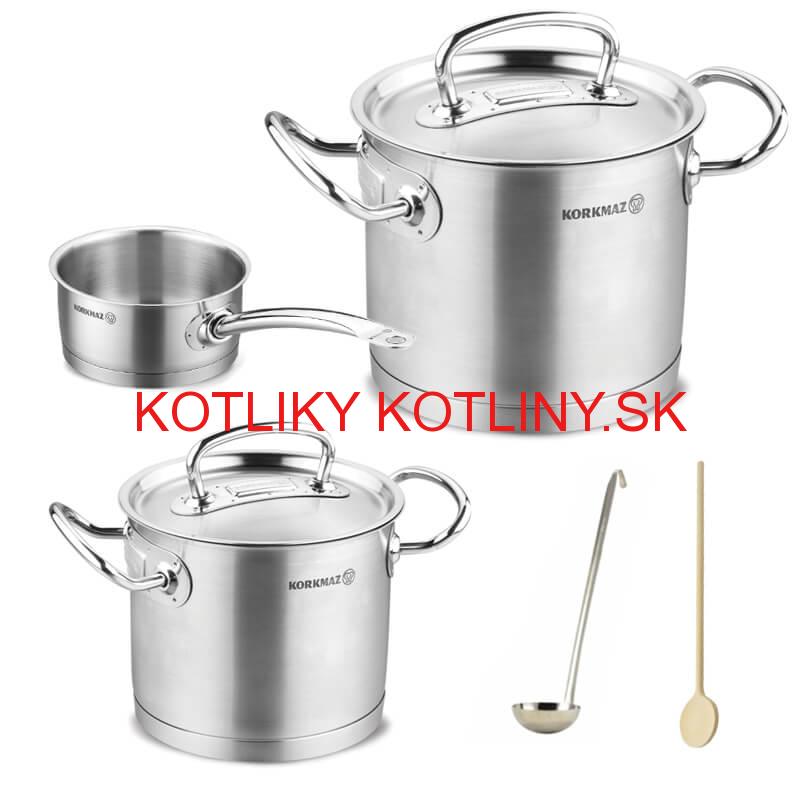 Sada nerezových hrncov s pokrievkou + rajnica 2 + 1 ks 5 L, 9 L, 1,5 L
