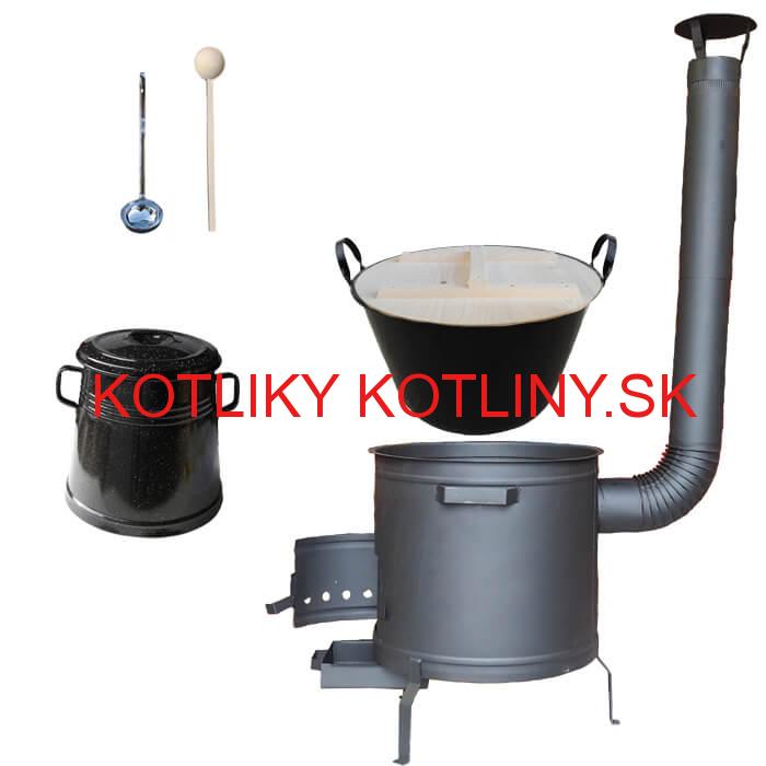 Smaltovaný kotol 100 L + žiaruvzdorná kotlina 60 cm PLUS 600 + Nádoba na masť 10 L