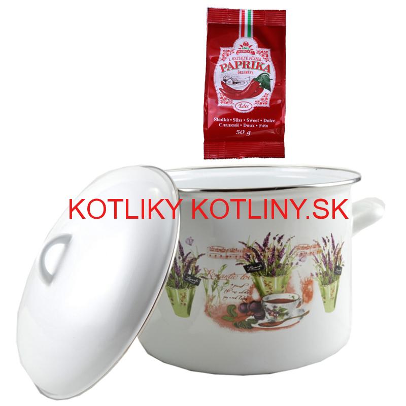 Smaltovaný hrniec s pokrievkou 10,4 L levanduľa + sladká paprika GURMÁN 50 g