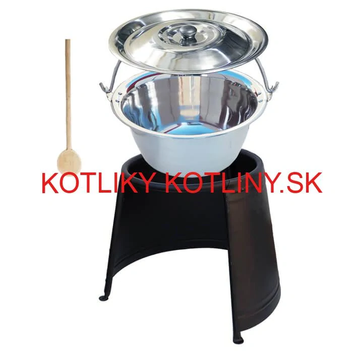 Nerezový kotlík 14 L (0,8 mm) + pokrievka + chránič plameňa