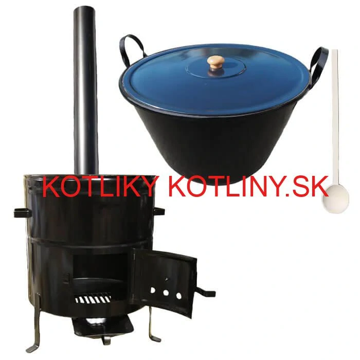 Zabíjačkový smaltovaný kotol 60 L + kovová kotlina 53 cm + dymovod