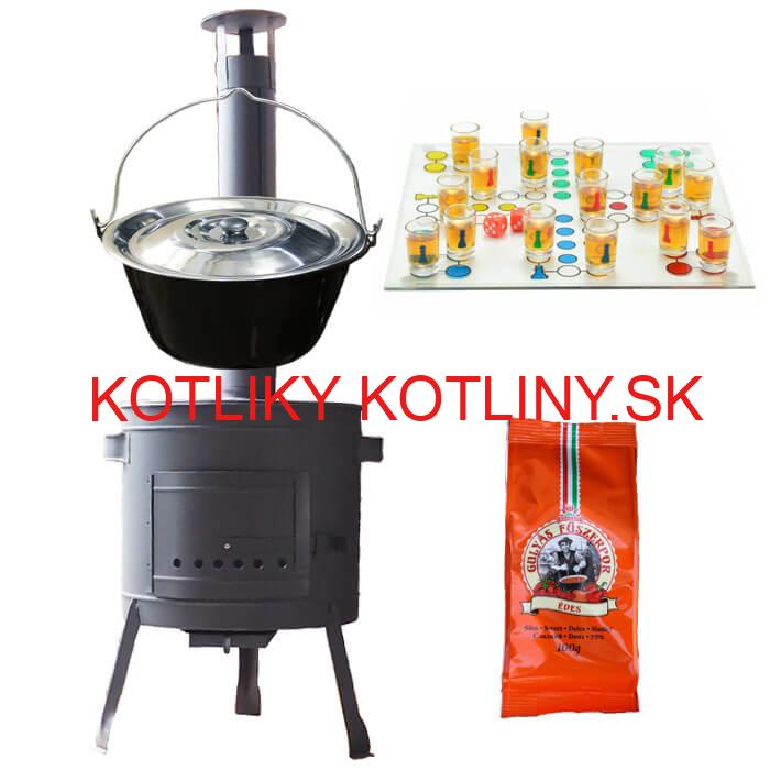 Smaltovaný kotlík 25 L (1,2 mm) + korenie + človeče pi už + nízka žiaruvzdorná kotlina 42 PLUS 600