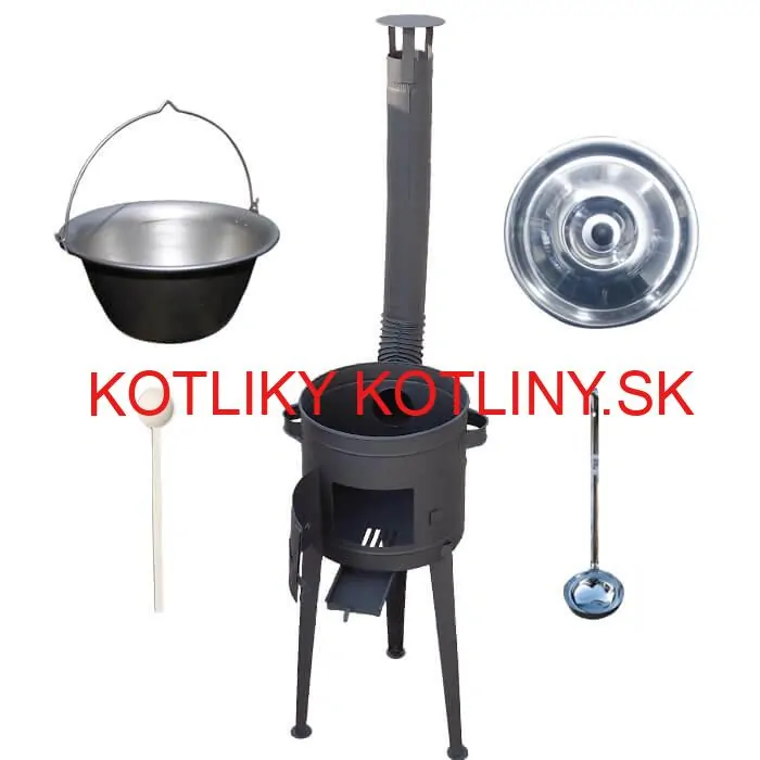 Nerezový kotlík 20 L (1,5 mm) + vysoká žiaruvzdorná kotlina (2,0 mm) HODO 42 cm PLUS 600 + vareška + naberačka