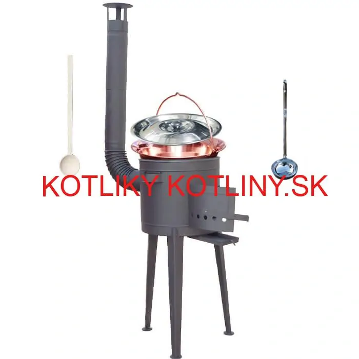 Medený kotlík 20 L (1,2 mm) + vysoká žiaruvzdorná kotlina (1,5 mm) HODO 42 cm PLUS 600 + vareška + naberačka