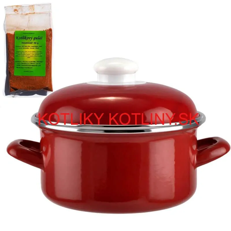 Smaltovaný kastról s pokrievkou 3 L červený + pikantná zmes korenia 50 g Kotlíkový guláš