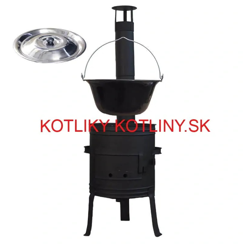 Smaltovaný kotlík 11 L BLACK + nerezová poklice INOX + žáruvzdorná kotlina 33 cm Plus 700