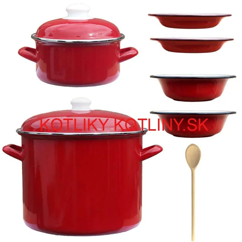 Smaltovaný hrniec s pokrievkou 4 l + Smaltovaný kastról s pokrievkou 2 L + taniere Classic