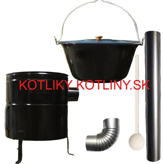 Smaltovaný kotlík 40 L (1,2 mm) + kovová kotlina 53 CLASSIC (KOV) + dymovod Max Party